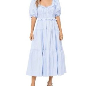 en saison | Blue Puff Sleeve Maxi Dress